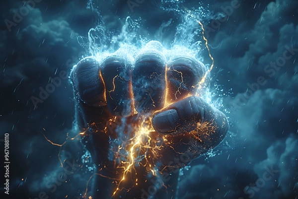 Fototapeta One hand preventing punch attack