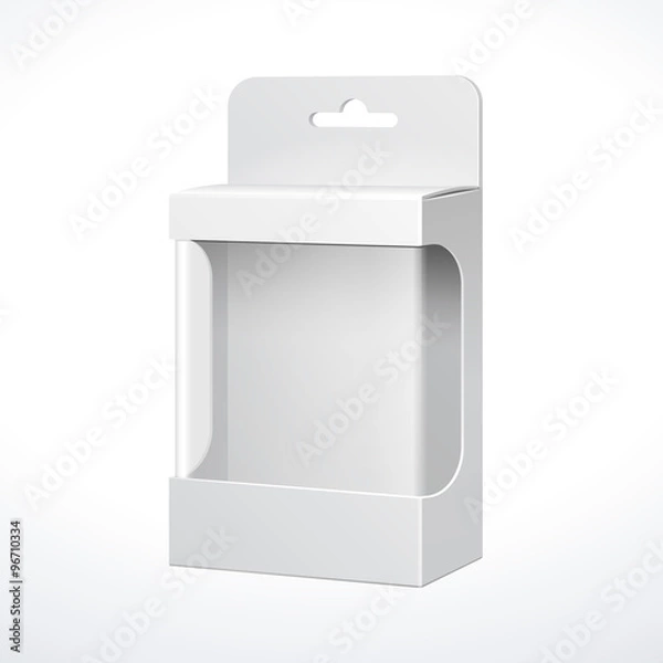 Fototapeta White Product Package Box With Window. Illustration Isolated On White Background. Ready For Your Design. 