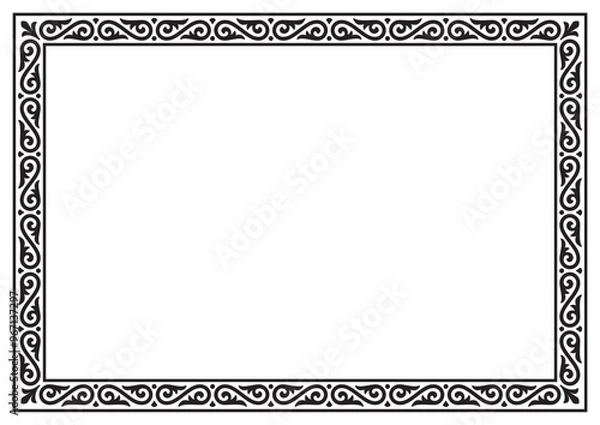 Obraz Vector black elegant rectangle frame in oriental style with place for text. Isolated on white background