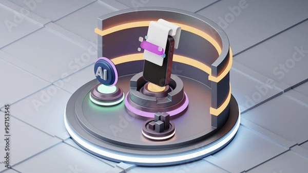 Obraz AI Chat Technology object illustration 3D 