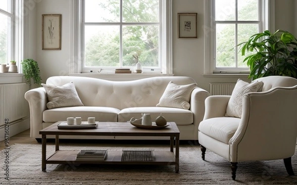 Fototapeta Modern luxury living room with elegant decor and minimalistic design..
