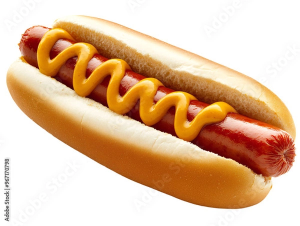 Obraz a hot dog with mustard on it
