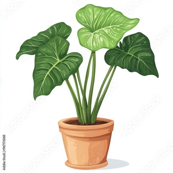 Obraz vector graphic of a potted elephant ear plant