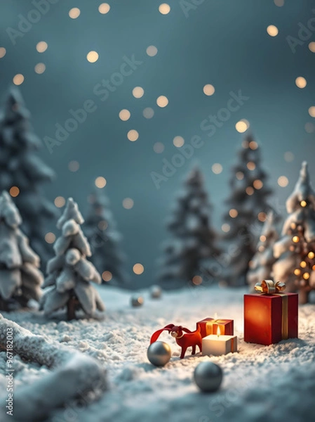 Fototapeta Warm and cozy Christmas card with a copy space