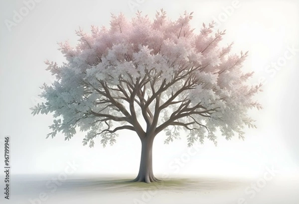 Fototapeta An isolated tree on white and different colour  background