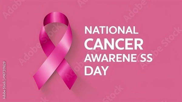 Fototapeta National Cancer Awareness Day, Poster, Banner, Concept with Ribbon on Textured Background

