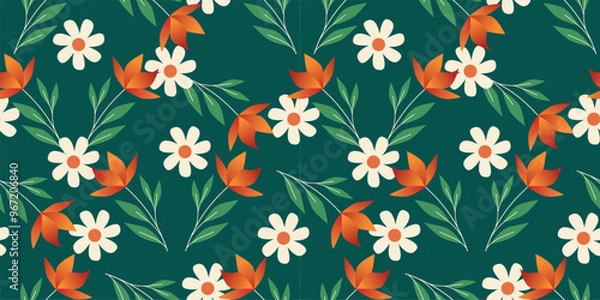 Obraz Floral Botanical seamless patern for background, fabric, or wallpaper. Beautiful pattern for fashion. Vector Eps