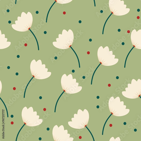 Fototapeta Floral Botanical seamless patern for background, fabric, or wallpaper. Beautiful pattern for fashion. Vector Eps