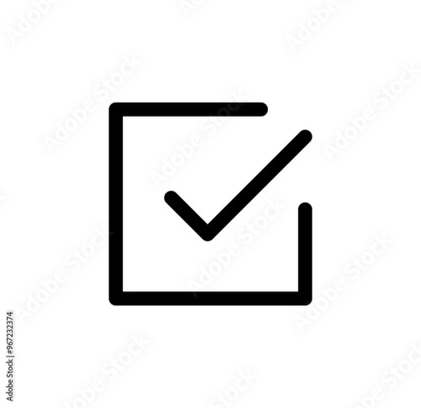Fototapeta checkboxes, to do lists, simple black line icon（シンプルなチェックボックスの線画アイコン）