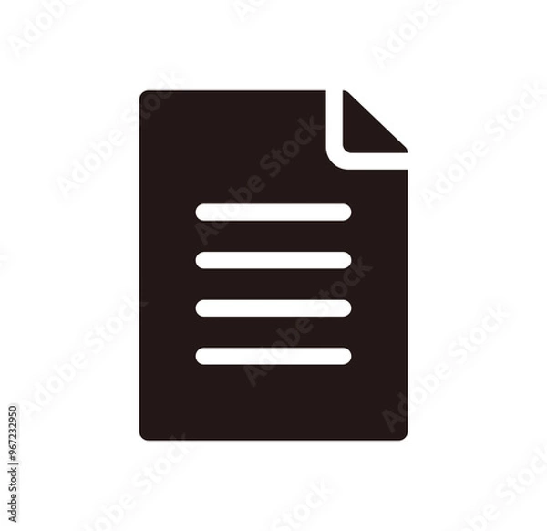 Obraz Document Paper, Simple Black Silhouette Icon（書類　紙　シンプルな黒のアイコン）