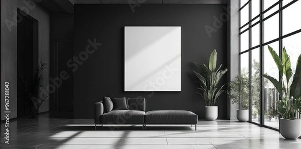Fototapeta Minimalist Interior Design with a Blank Canvas and a Modern Sofa