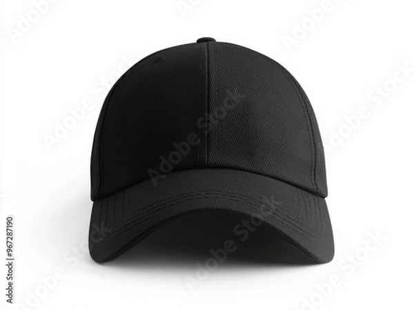 Obraz Isolated black baseball cap with clipping path on white background.