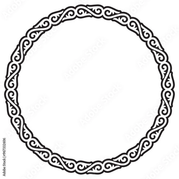 Obraz Vector black circular frame with decorative, intricate pattern of swirling lines and shapes. Isolated on white background