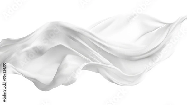 Fototapeta Soft white cloth waving isolated on transparent background for graphic design or wallpaper.