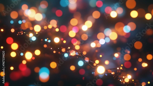 Obraz A beautiful array of multicolored festive lights forms enchanting bokeh patterns against a dark background, evoking magical and celebratory feelings.