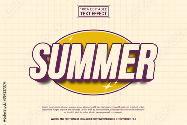 Obraz Editable text effect Summer 3d cartoon template style modern premium vector
