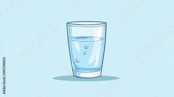 Fototapeta Dive into this vibrant flat illustration showcasing a textured glass brimming with refreshing water.