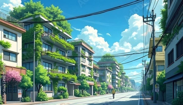 Obraz Serene Suburban Street in Spring

