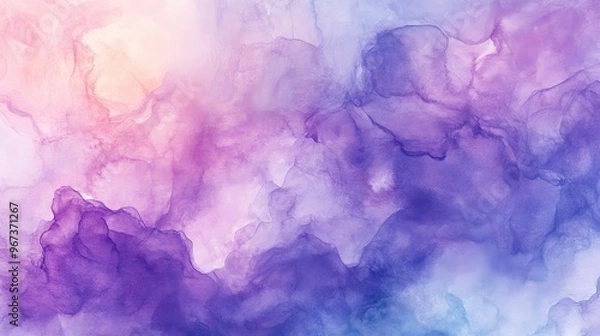 Fototapeta Beautiful abstract watercolor design featuring soft purple, pink, and blue hues creating a serene visual experience.