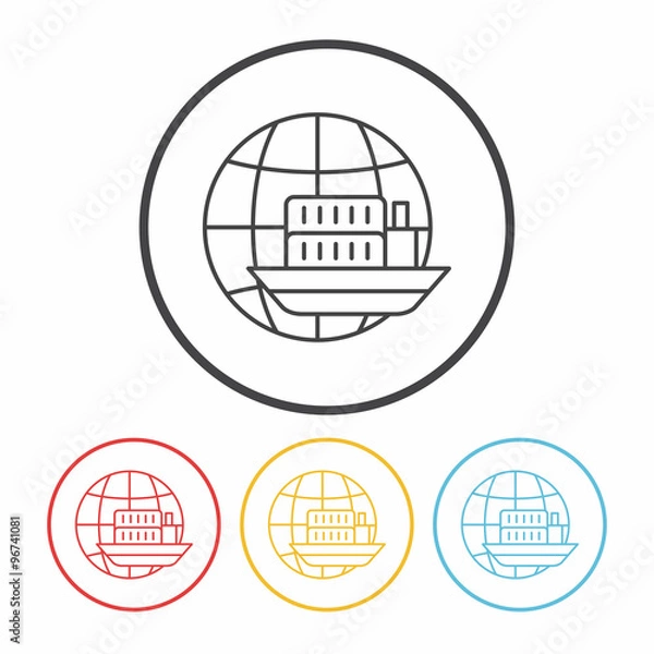 Obraz logistics ship line icon