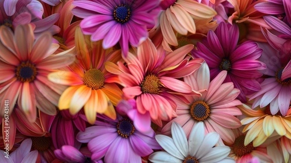 Fototapeta Colorful daisy petals gathered in a pile