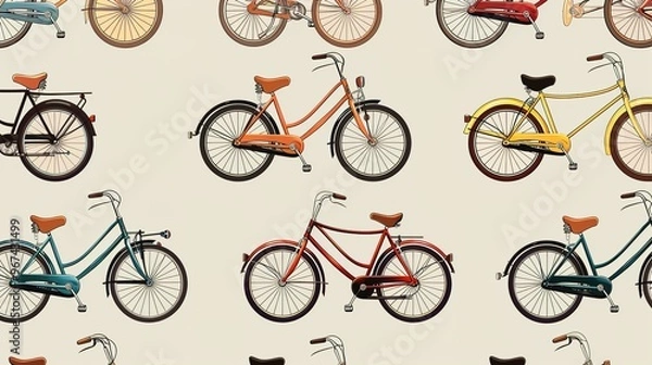 Fototapeta bicycle pattern seamless wallpaper