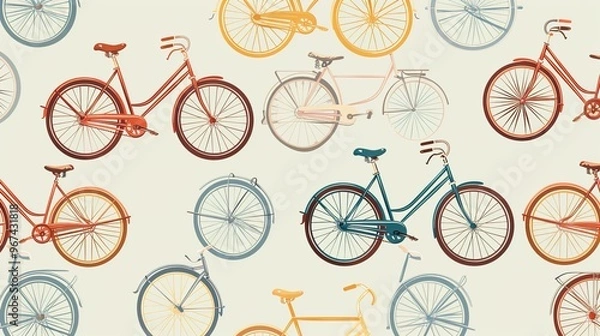 Obraz bicycle pattern seamless wallpaper