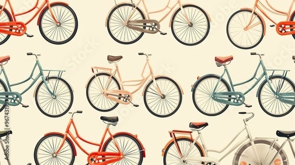 Fototapeta bicycle pattern seamless wallpaper