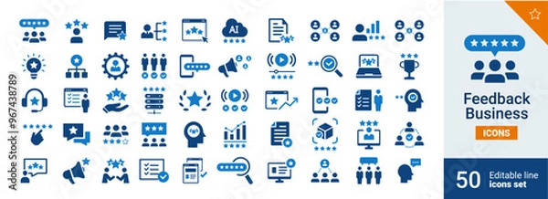 Fototapeta Feedback Basic icons Pixel perfect. Business, rating, control,..