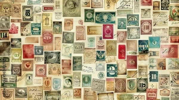 Fototapeta Vintage stamp pattern wallpaper