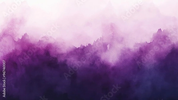 Fototapeta Beautiful watercolor landscape featuring soft purple hues blending seamlessly, ideal for backgrounds and art projects.