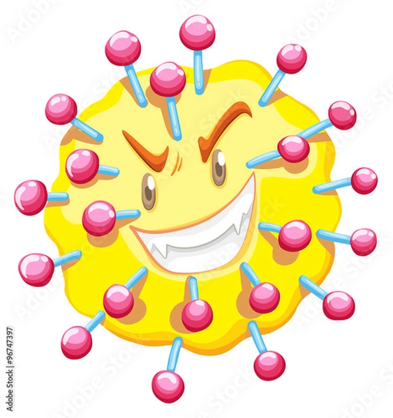 Fototapeta Virus cell with monster face