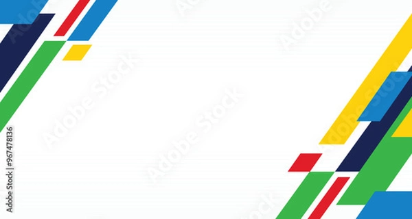 Fototapeta Abstract geometric colorful background with wave and basic shape. Background for international sport tournament in Paris France football basketball voleyball softball. Funny and professional backdrop.