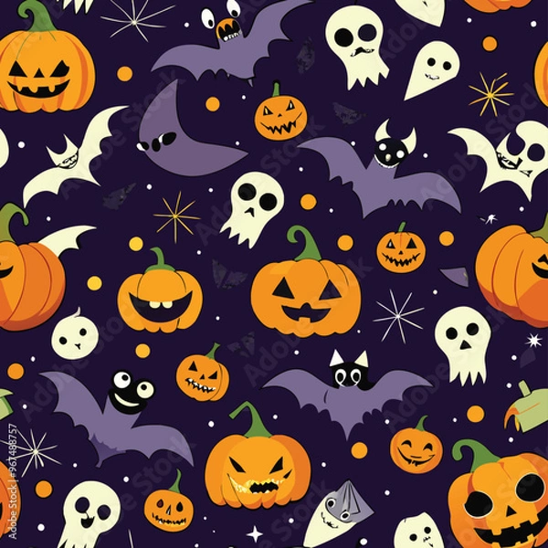 Fototapeta Halloween Seamless Pattern Vector Design