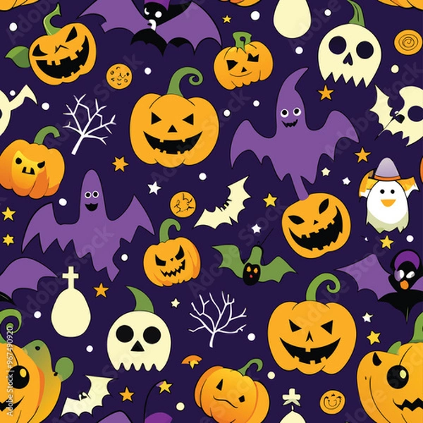 Fototapeta Halloween Seamless Pattern Vector Design