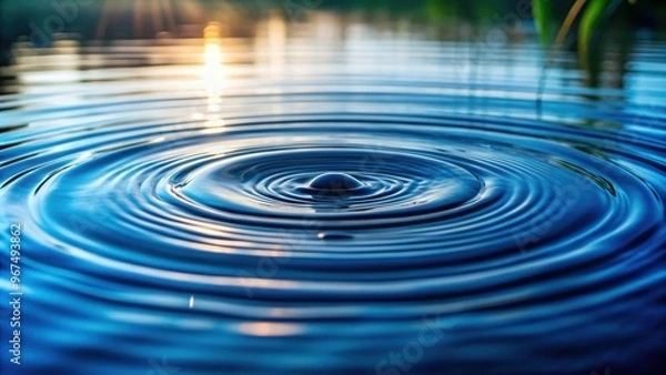 Fototapeta Close-up of water ripples in a serene pond , water, nature, tranquility, reflection, ripple effect, circles, peaceful, calm