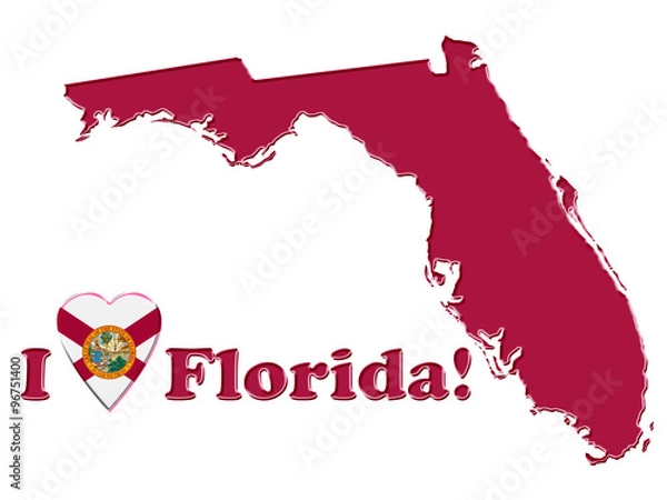Obraz I love Florida sign on a white background