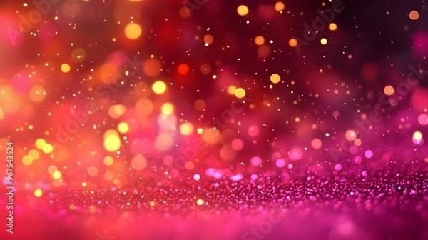 Fototapeta Abstract Pink and Gold Glitter Background with Bokeh Lights