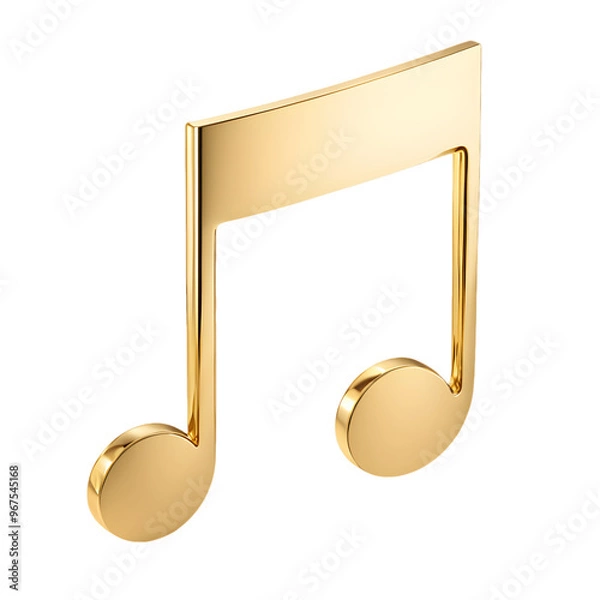 Obraz 3D Golden Music Note PNG Icon Isolated on Transparent Background