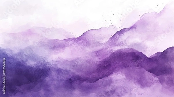 Fototapeta A serene watercolor landscape featuring soft purple hues, creating a calming atmosphere perfect for artistic projects or backgrounds.