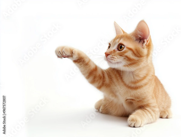 Fototapeta A cat looking far away and pointing