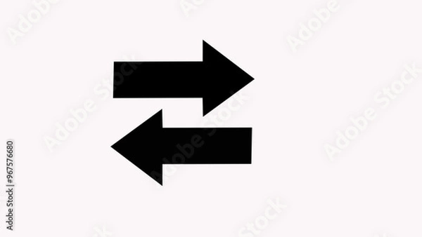 Fototapeta Sweep  left and right animation silhouette arrow road sing on the white background.pointer arrow black color.