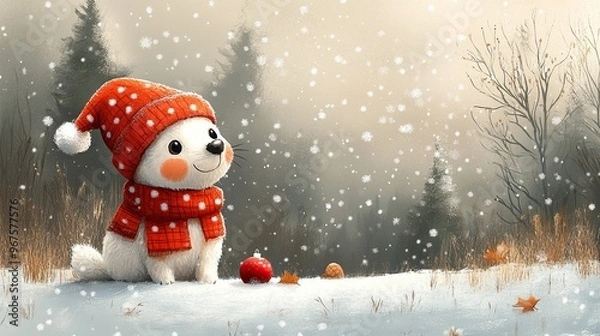 Fototapeta childish christmas illustration, minimalistic --ar 16:9 --style raw --stylize 750 --v 6.1 Job ID: 4f9aa0c8-b65d-4671-9003-dd305bf88676