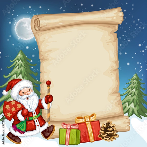 Obraz Christmas card with Santa Claus