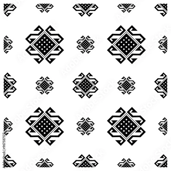 Fototapeta Traditional Turkish carpet and rug patterns. Anatolian motifs symbolizing fertility.