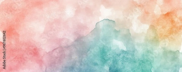 Fototapeta A soft watercolor abstract background featuring gentle hues of pink, teal, and orange, perfect for creative projects.