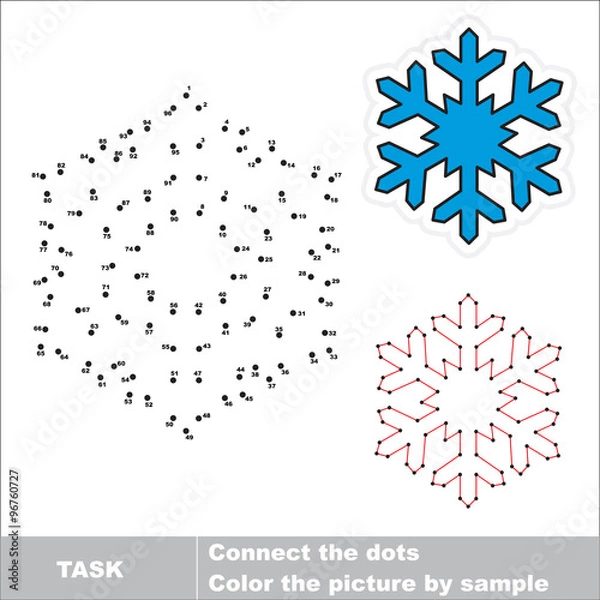 Obraz Snowflake to be traced. Vector numbers game. 
