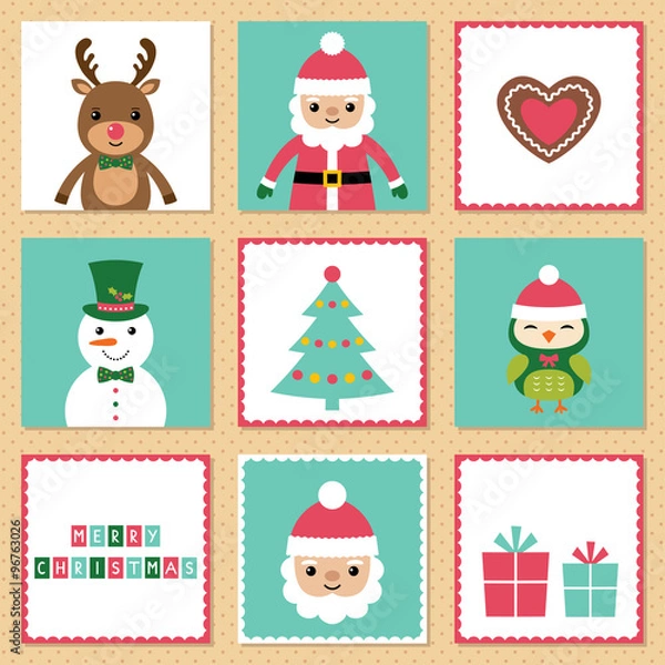 Fototapeta Christmas cards set