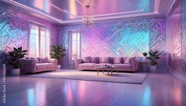 Fototapeta Photo interior modern design room 3d illustration;