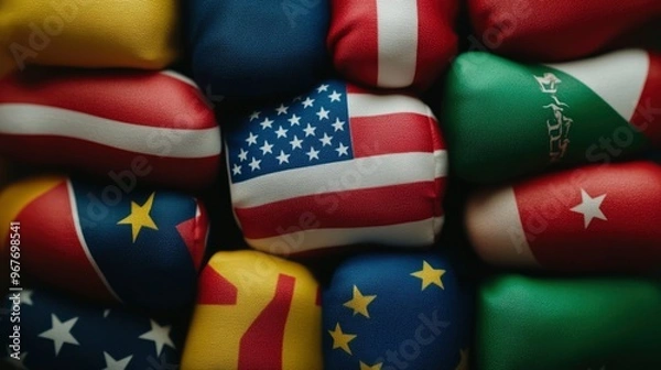 Fototapeta International Flags in a Close-Up Arrangement